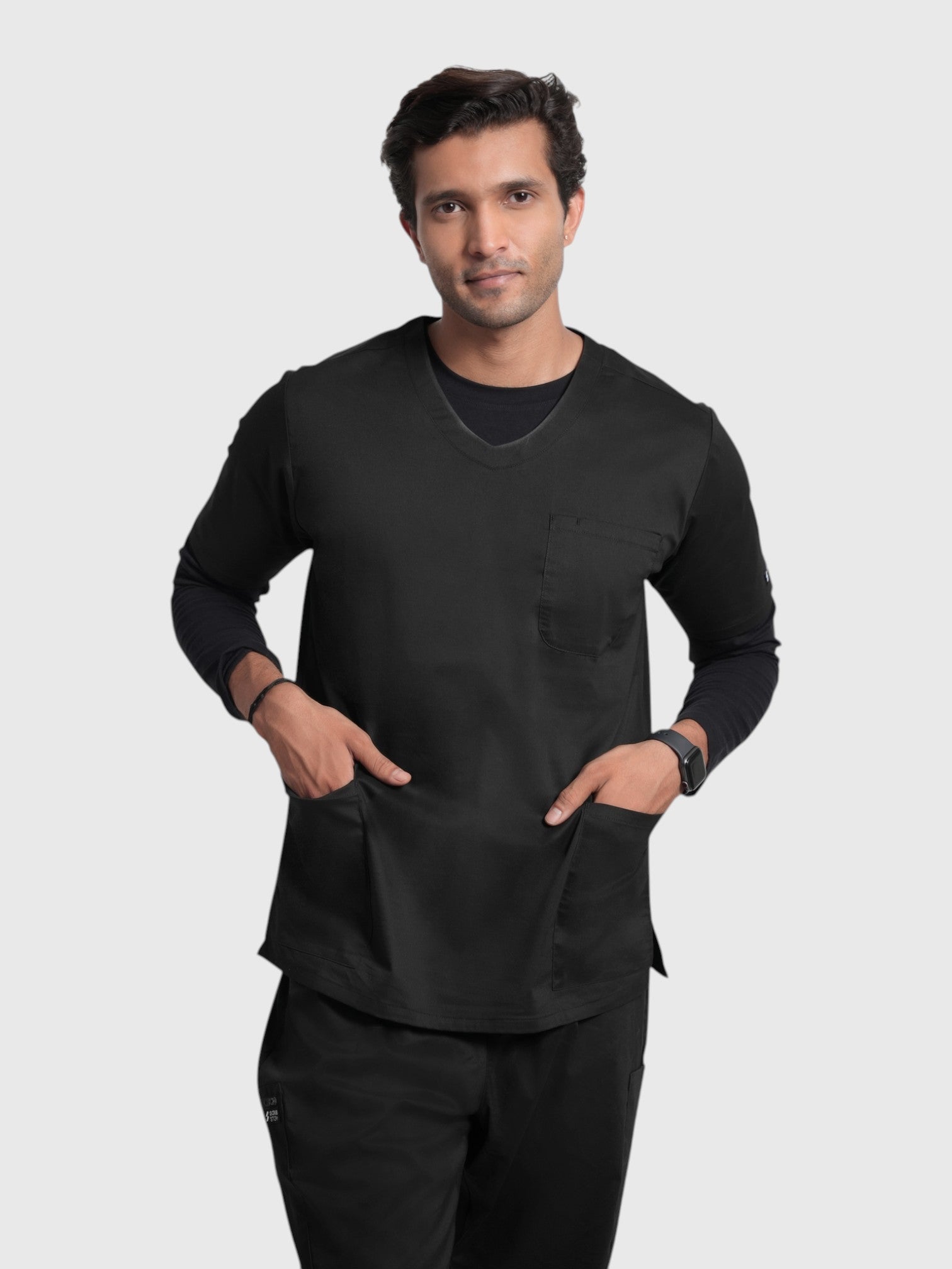 CloudFresh Men Full Sleeve Underscrub#Color_Black