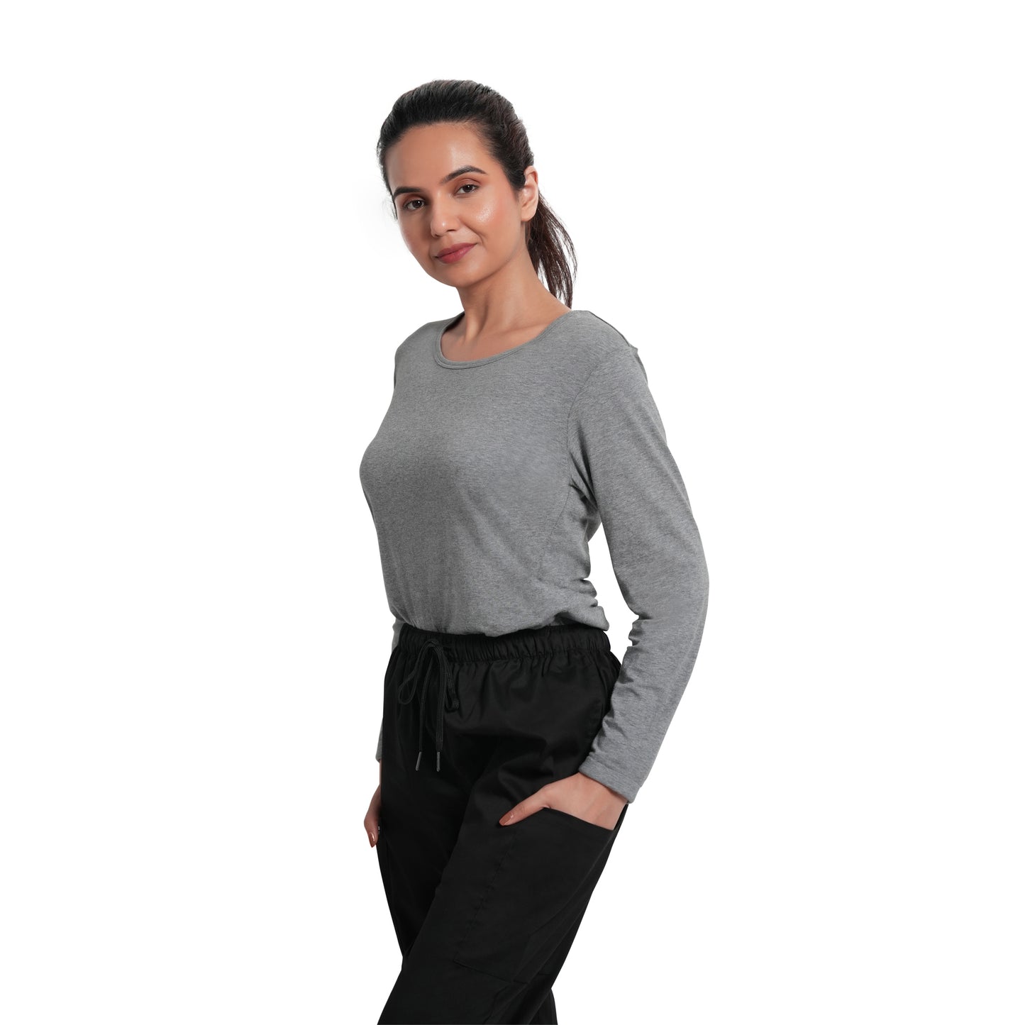 Scrubstory CloudFresh Women Full Sleeve Underscrub#Color_Grey