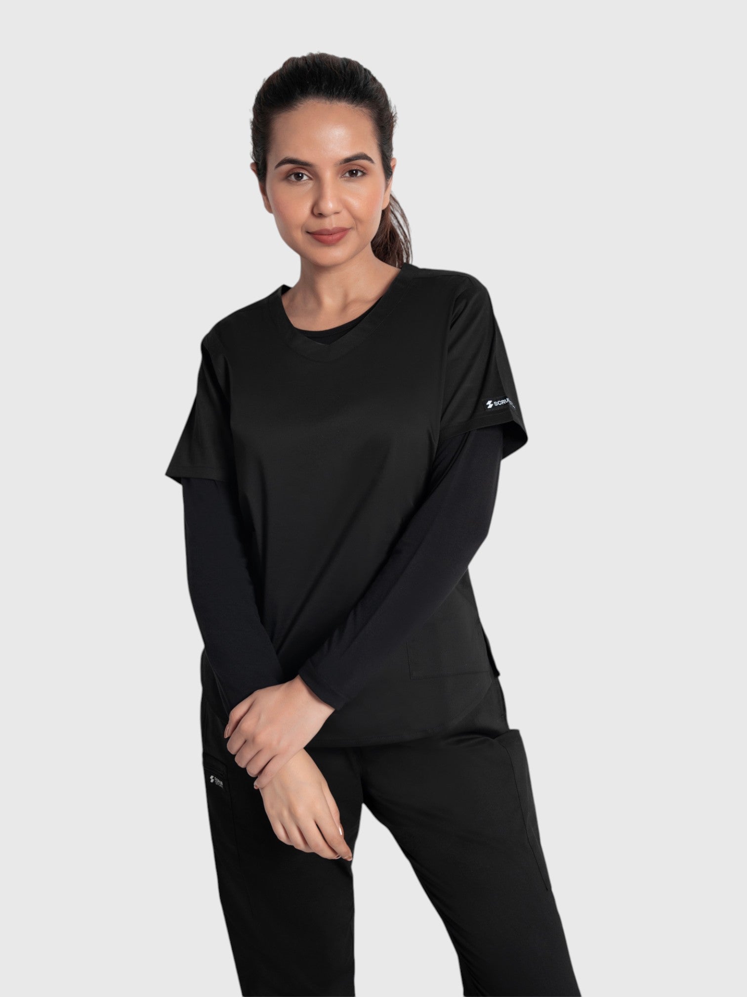 CloudFresh Women Full Sleeve Underscrub#Color_Black