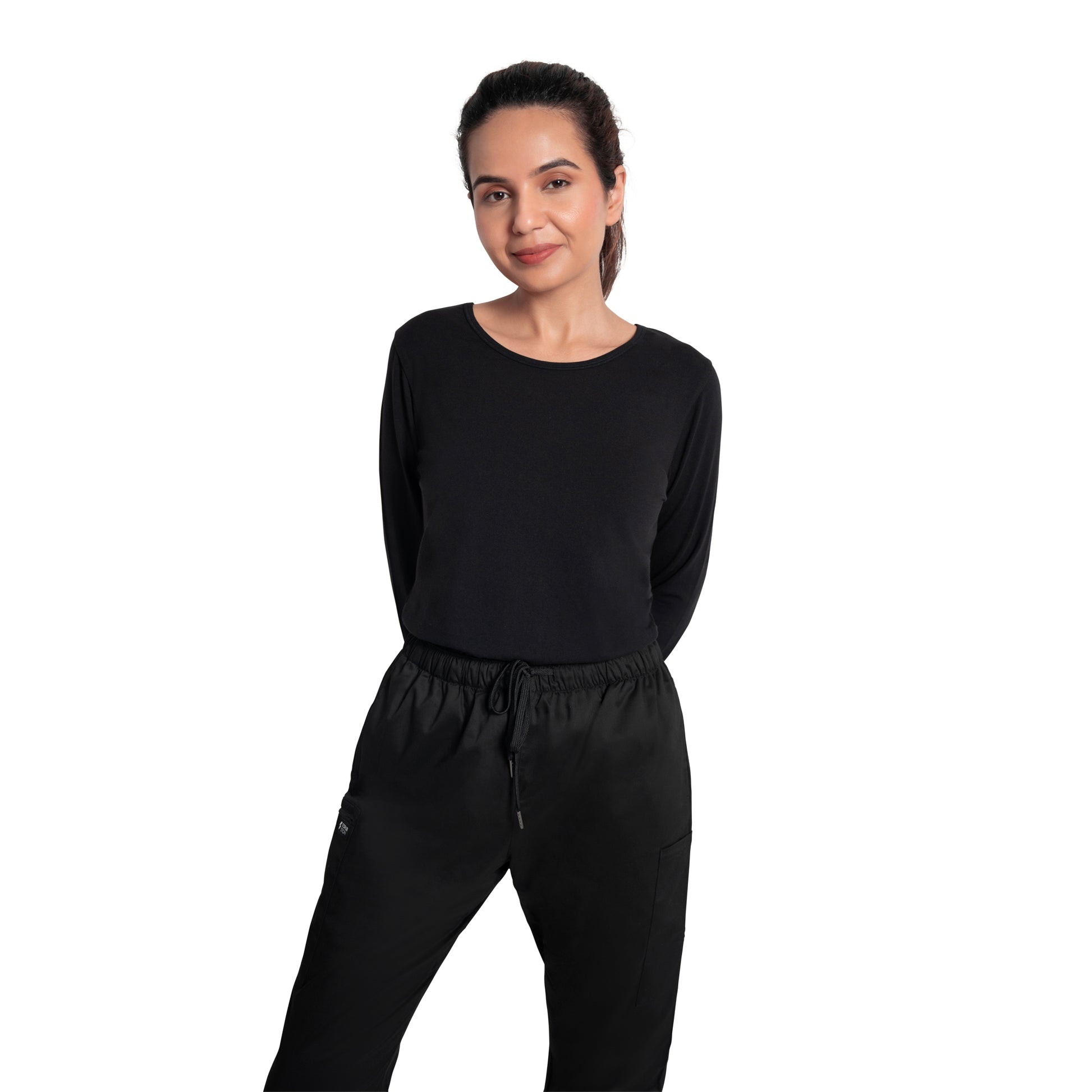 Scrubstory CloudFresh Women Full Sleeve Underscrub#Color_Black