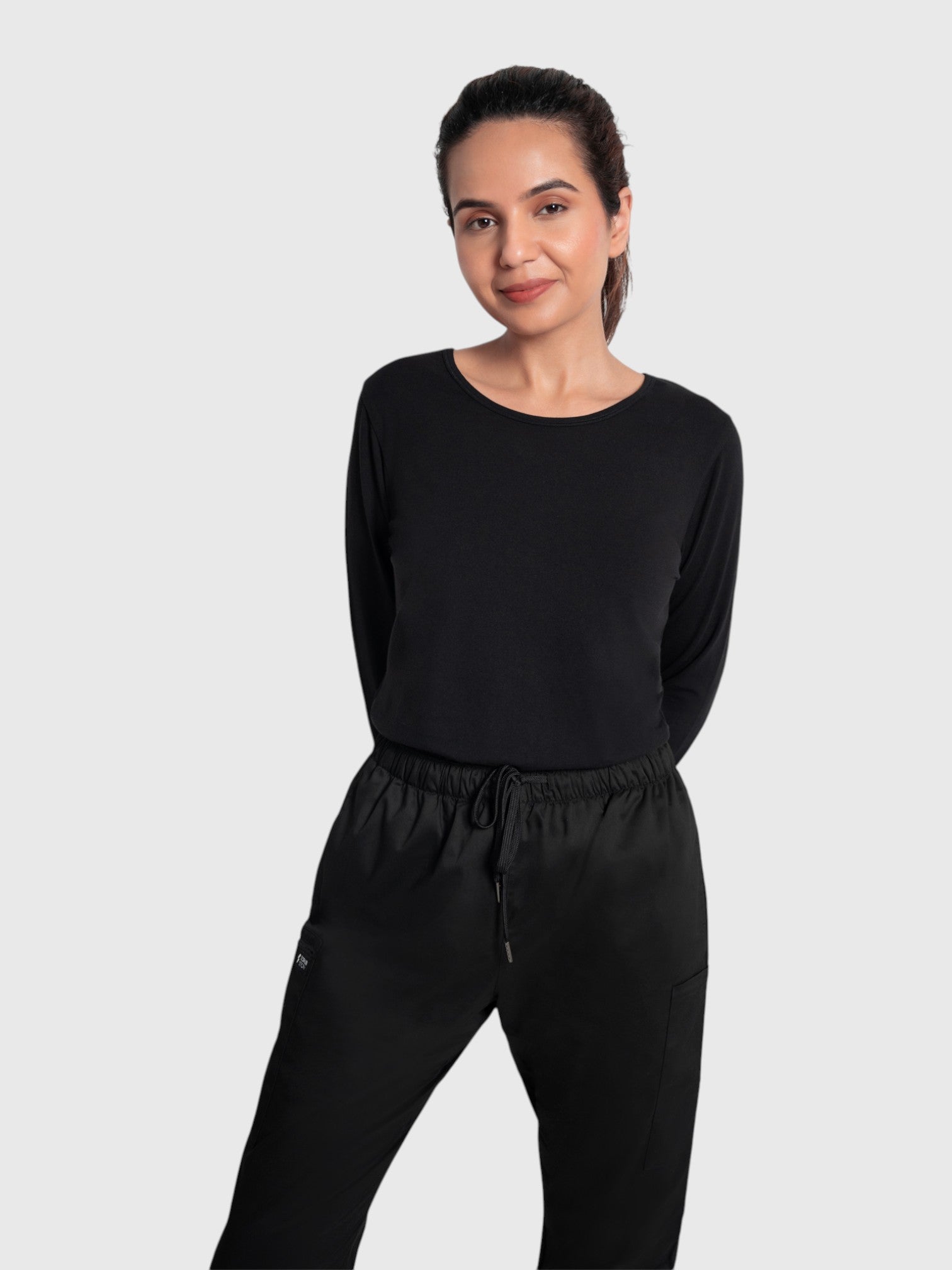 CloudFresh Women Full Sleeve Underscrub#Color_Black
