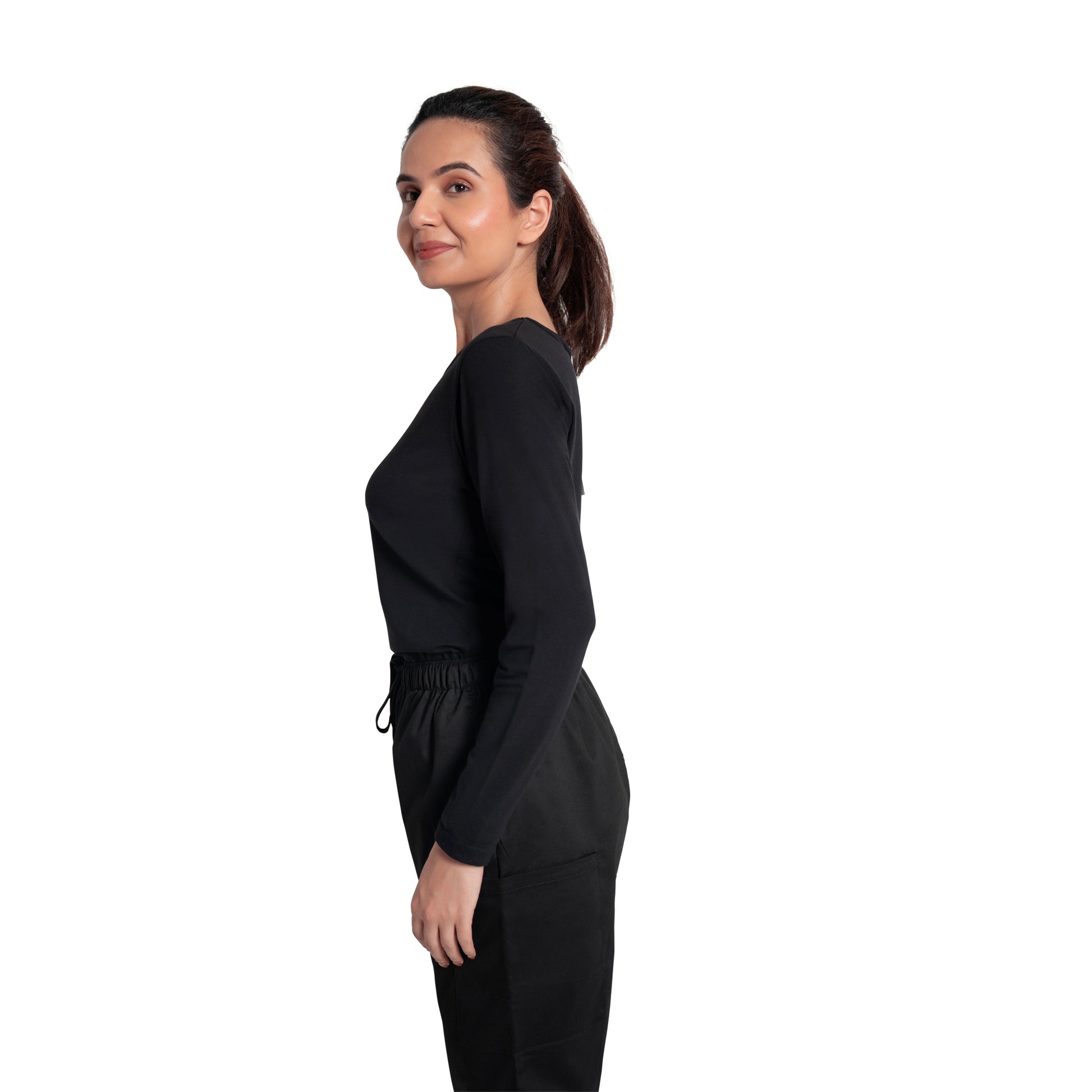 Scrubstory CloudFresh Women Full Sleeve Underscrub#Color_Black