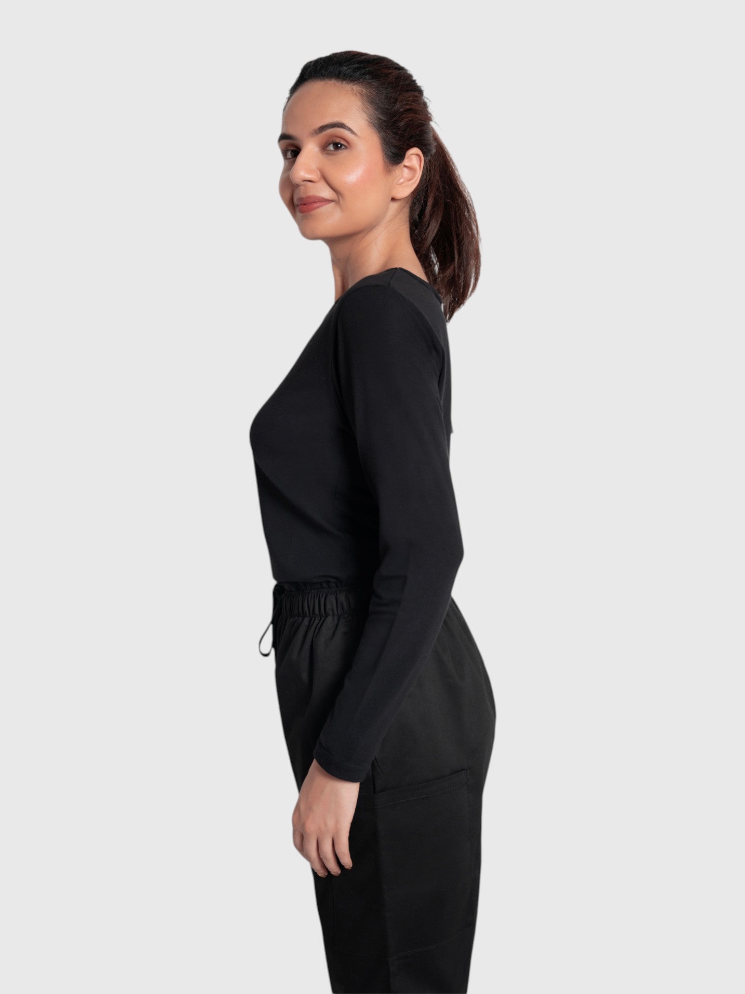 CloudFresh Women Full Sleeve Underscrub#Color_Black