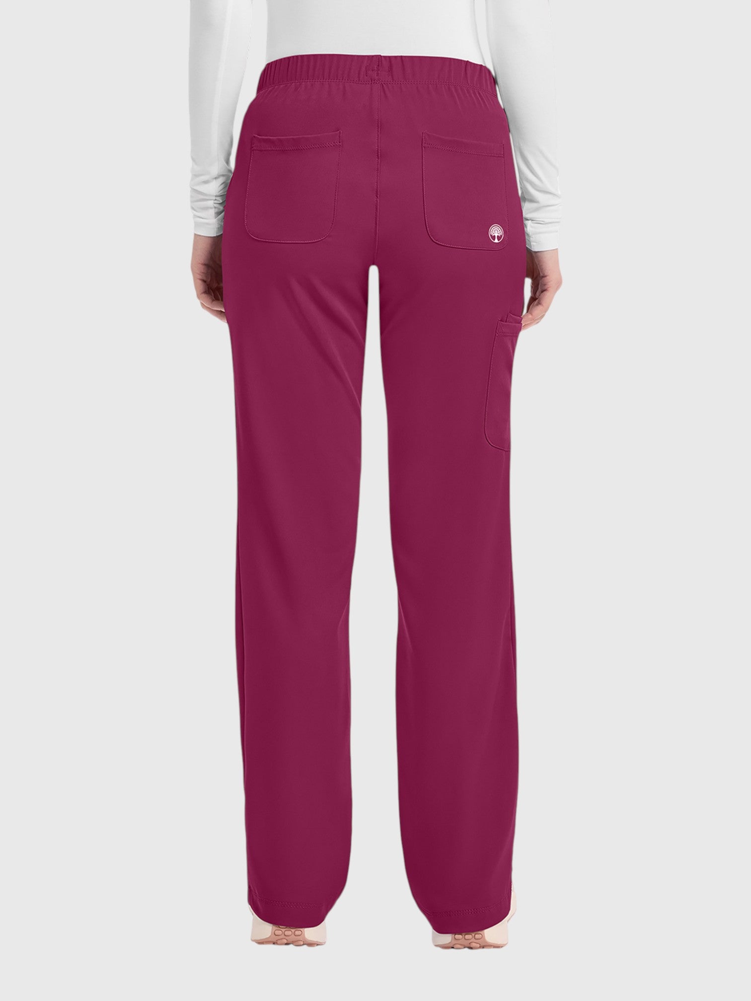 V-Neck Top | Cargo Pant 10 Pocket Women's Scrub Set#Color_Wine
