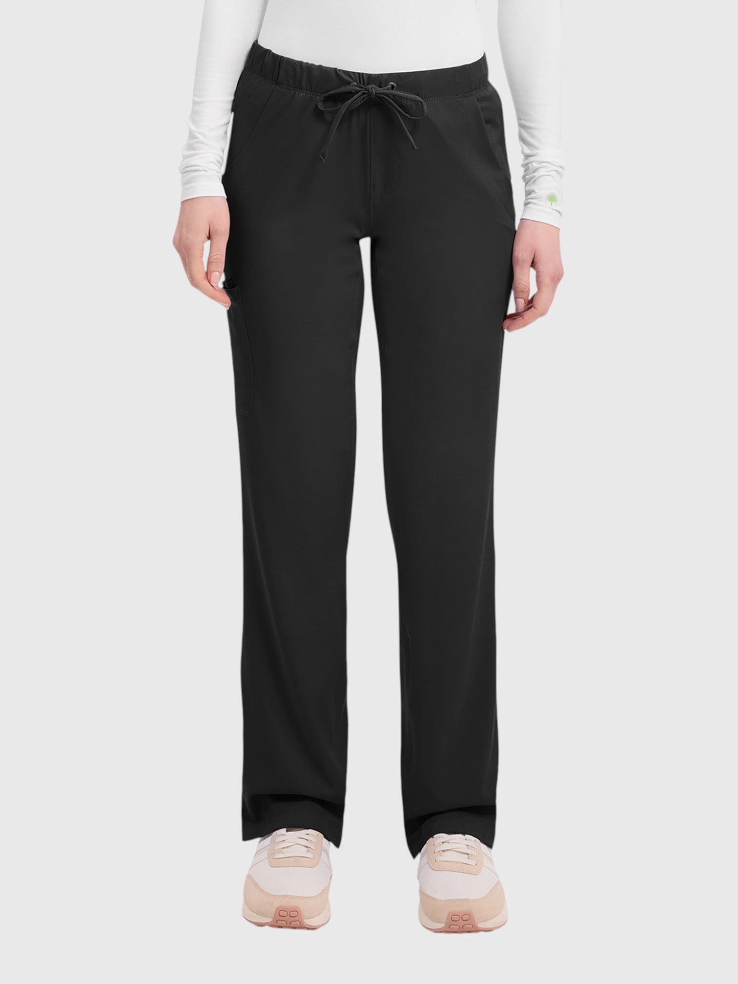 V-Neck Top | Cargo Pant 10 Pocket Women's Scrub Set#Color_Black