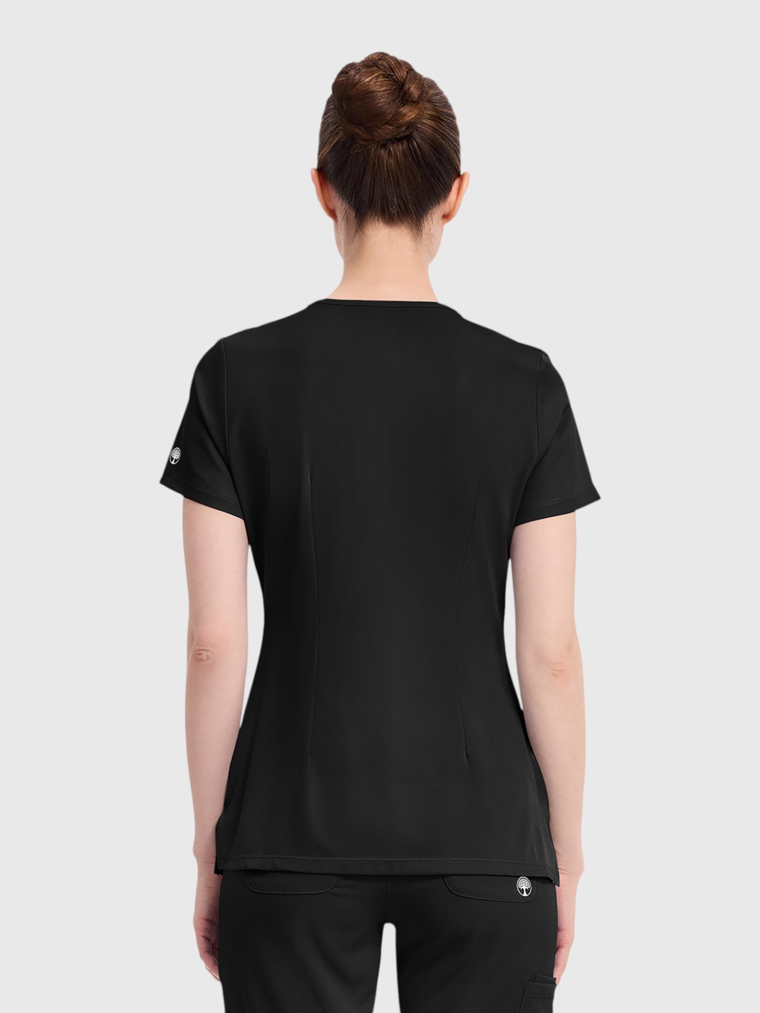 V-Neck Top | Cargo Pant 10 Pocket Women's Scrub Set#Color_Black