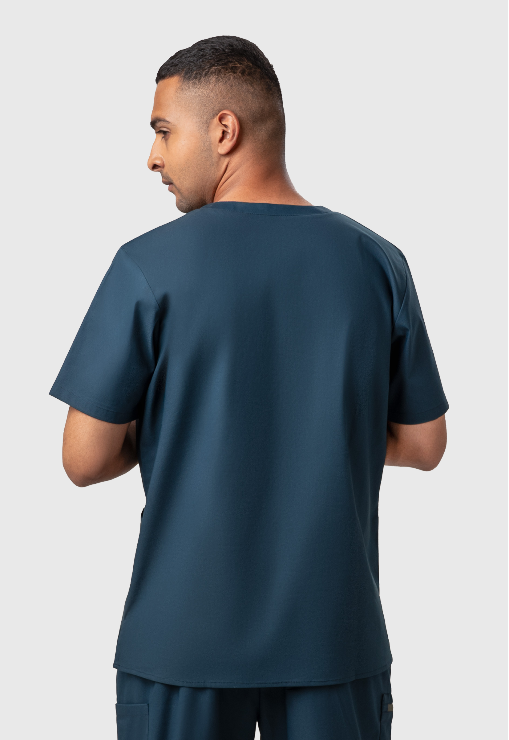 Modern V-Neck 3 Pocket Men's Cotton Scrub Top#Color_Air Blue