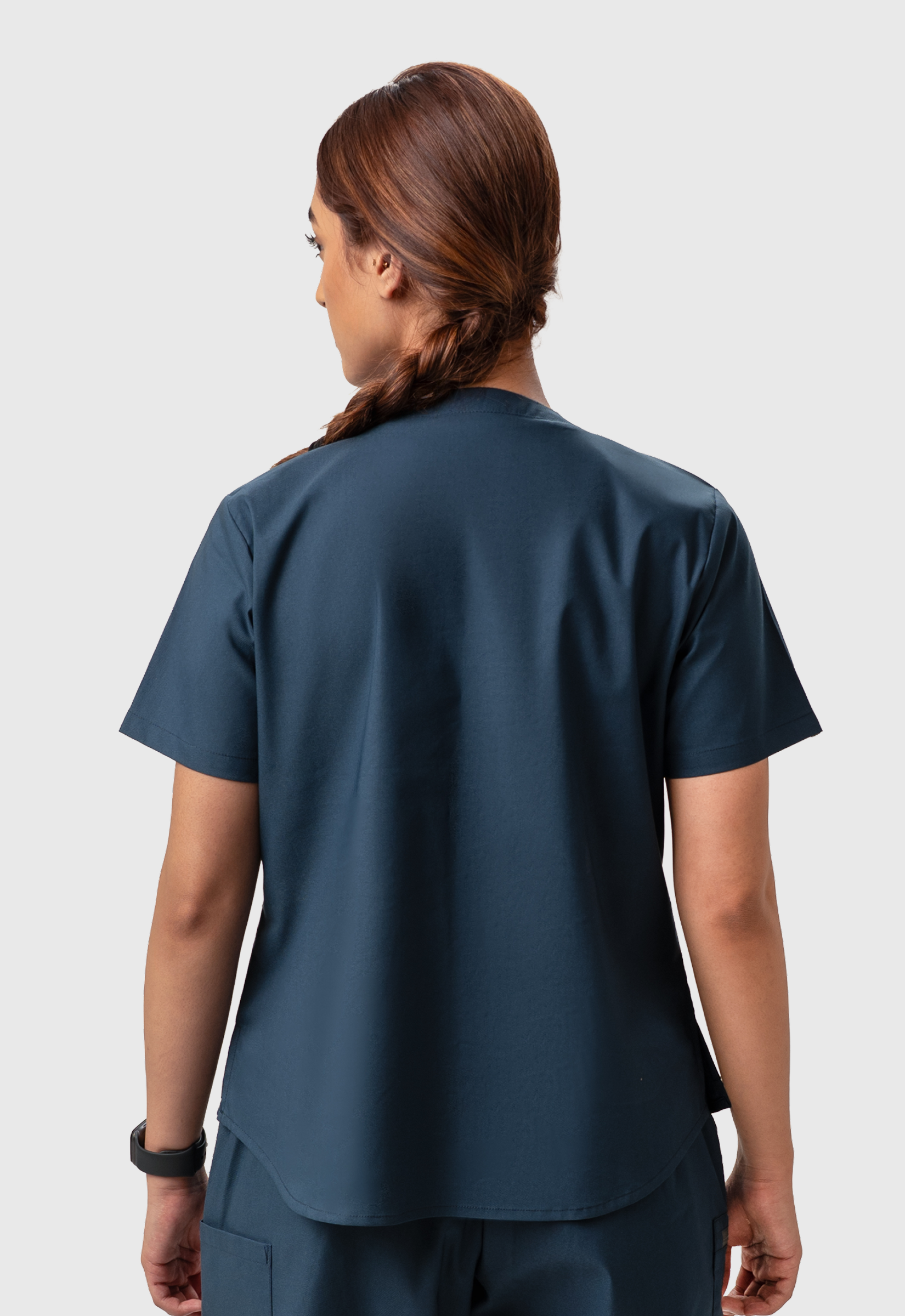 Modern V-Neck 2 Pocket Women's Cotton Scrub Top#Color_Air Blue