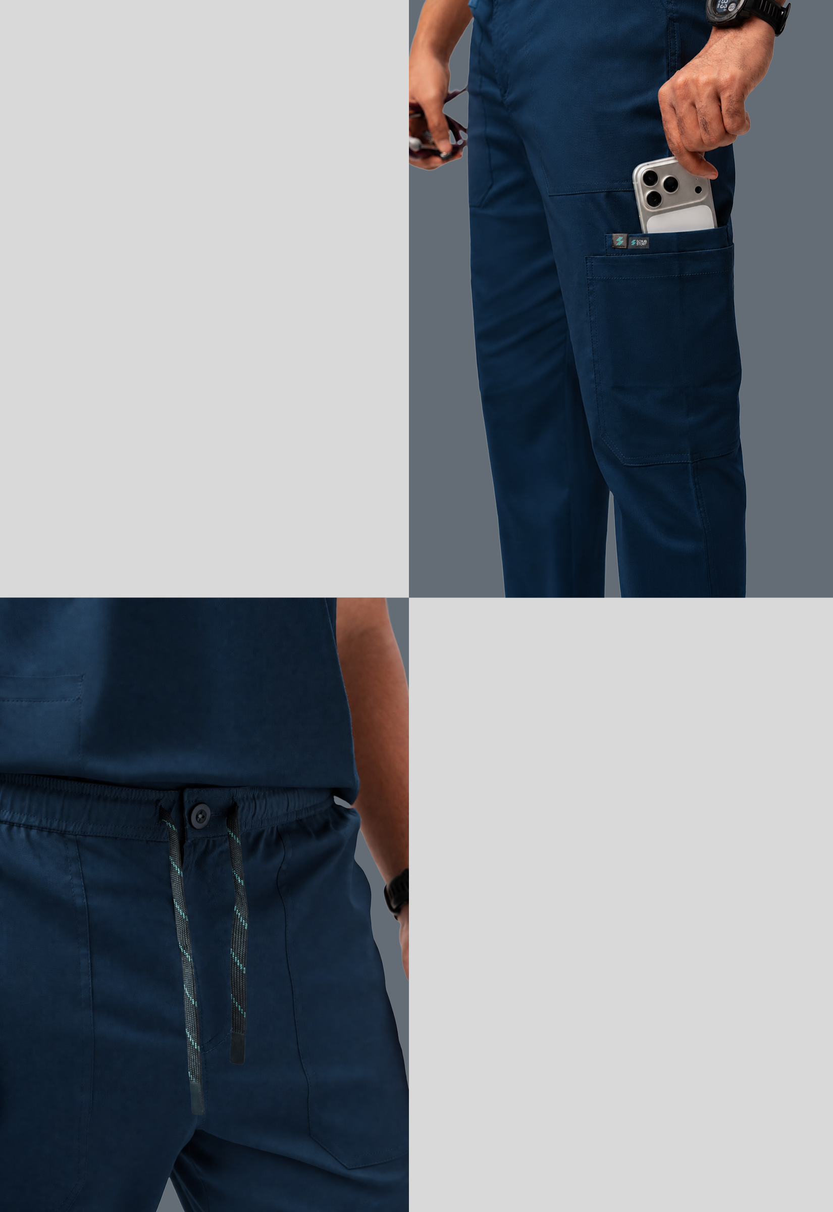 Cargo 6 Pocket Men's Cotton Scrub Pant#Color_Air Blue