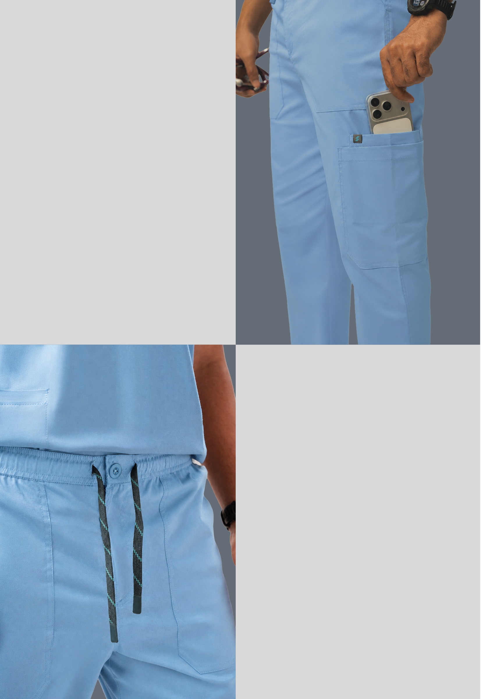 Wide Leg 5 Pockets Women's Scrub Pant#Color_Ceil Blue