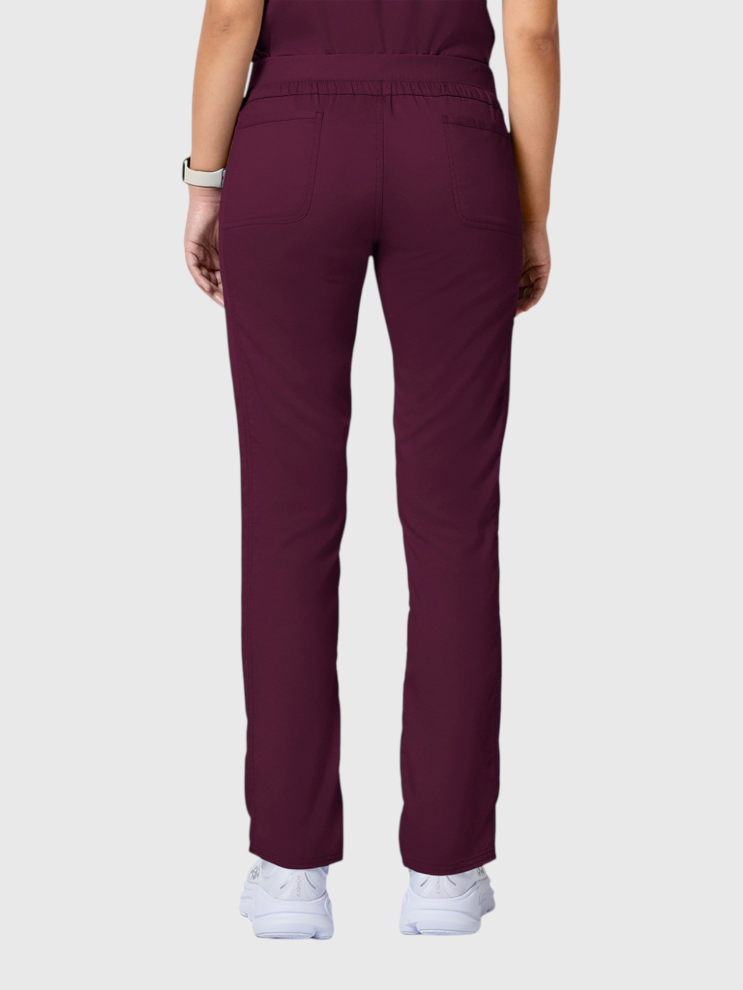 V-Neck Top | Tapered Leg Drawsting Pant 8 Pocket Women's Scrub Set#Color_Wine