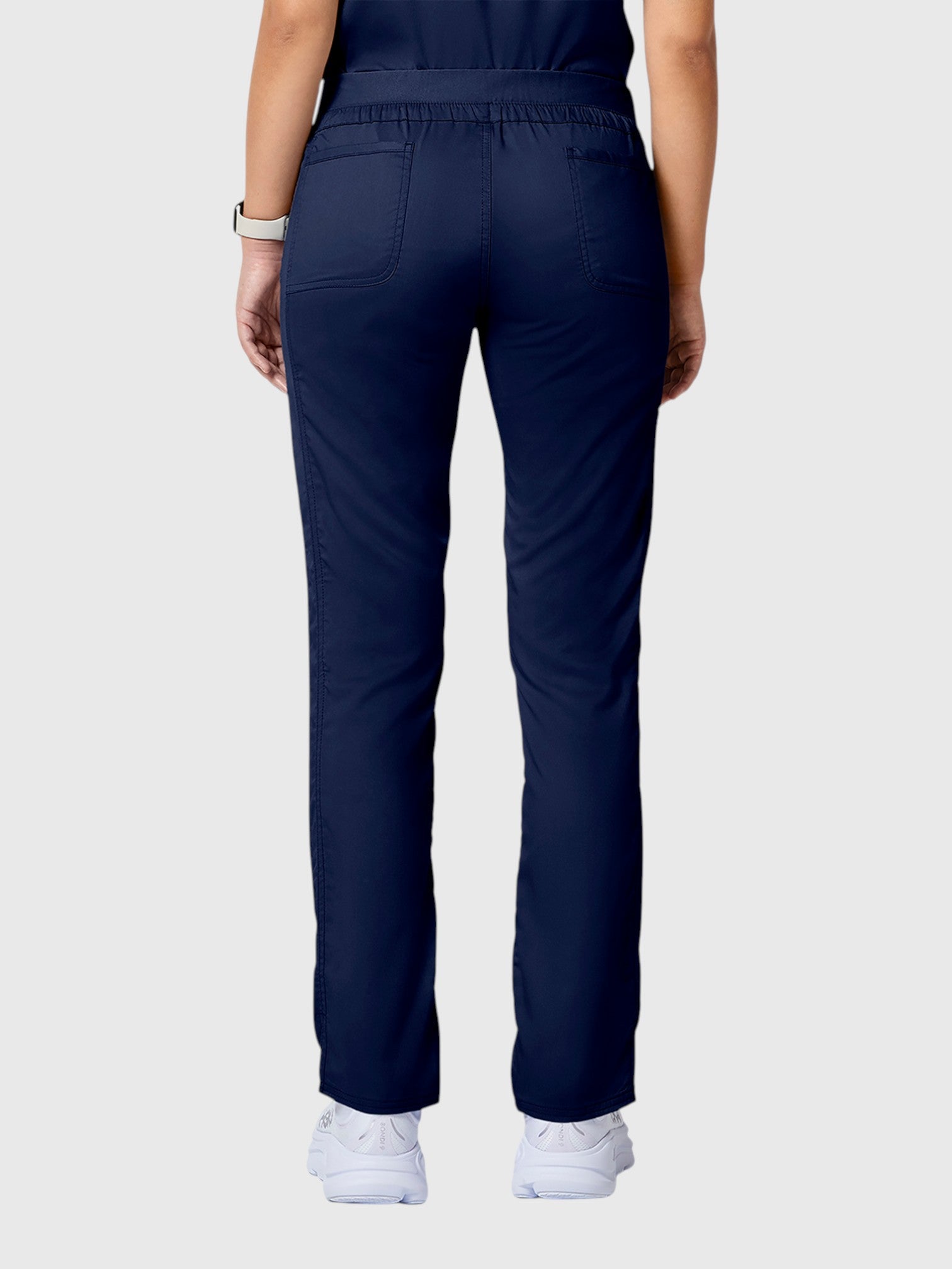 V-Neck Top | Tapered Leg Drawsting Pant 8 Pocket Women's Scrub Set#Color_Navy Blue
