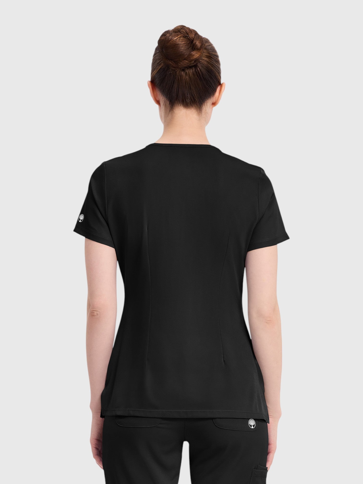 Modern V Neck 4 Pocket Women’s Scrub Top#Color_Black
