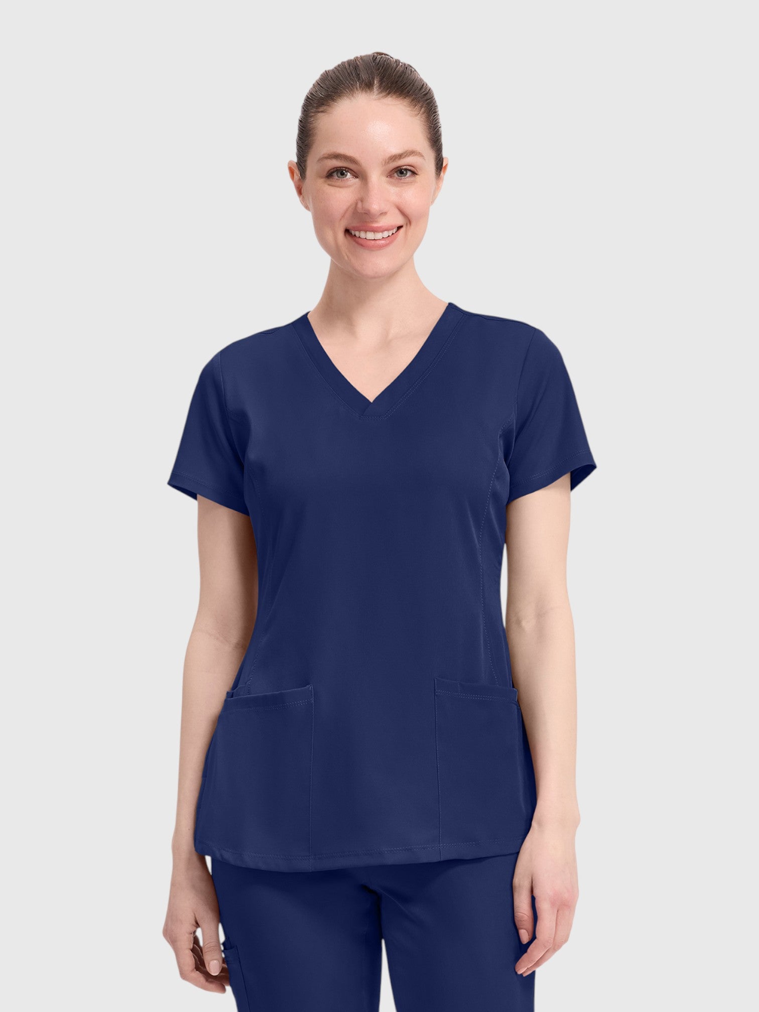 Modern V Neck 4 Pocket Women’s Scrub Top#Color_Navy