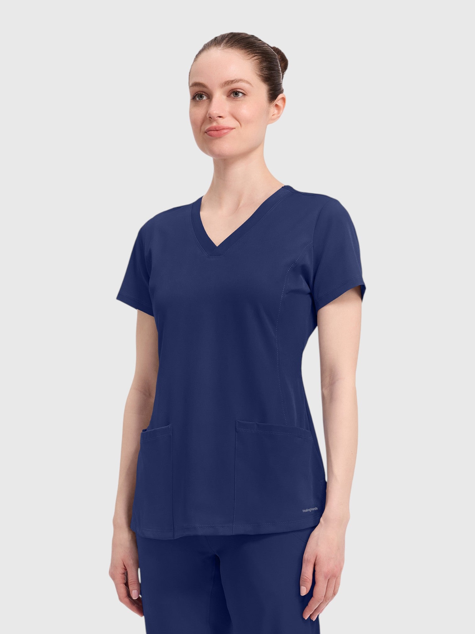 Modern V Neck 4 Pocket Women’s Scrub Top#Color_Navy