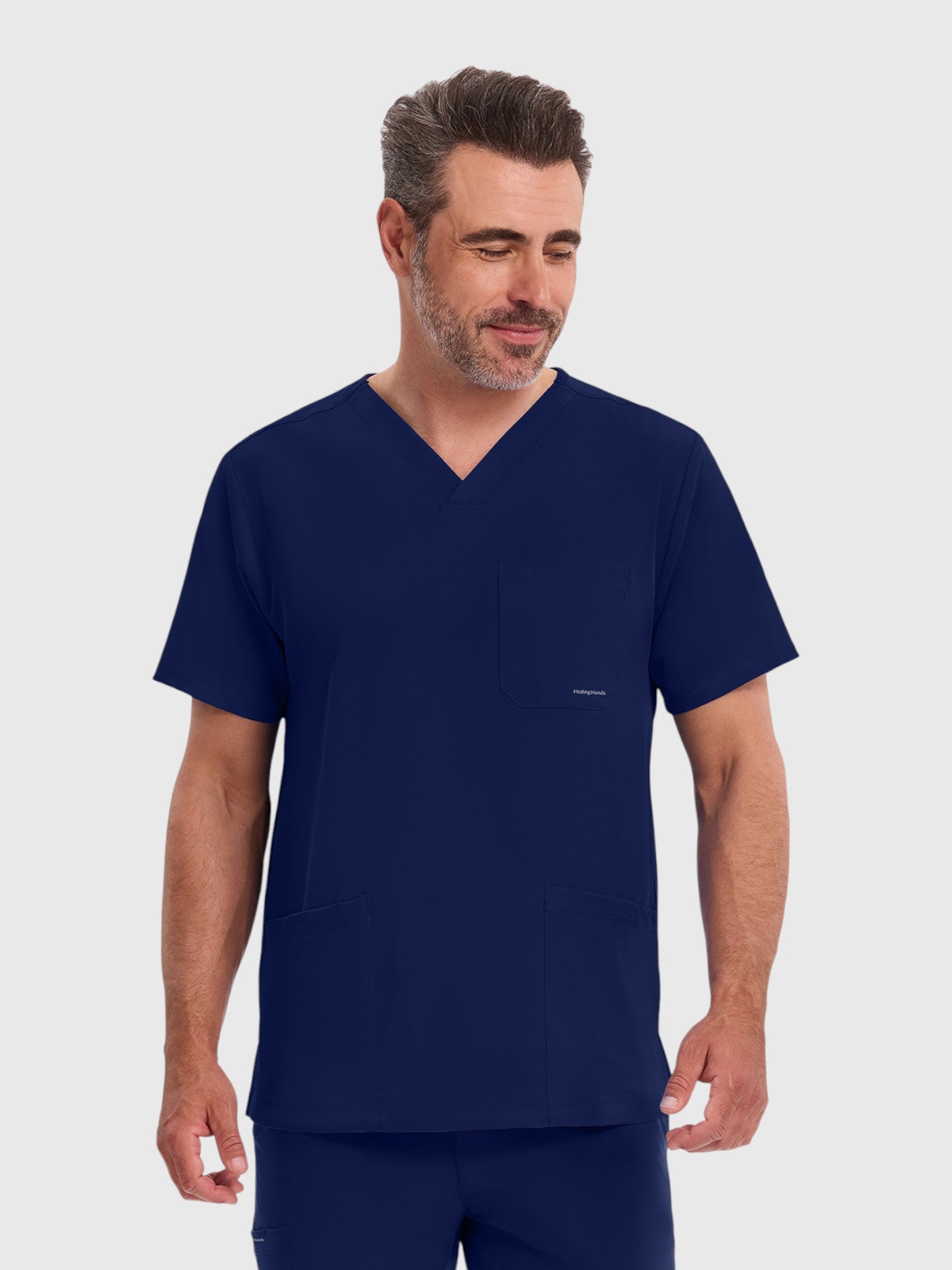 Modern V Neck 4 Pocket Men’s Scrub Top#Color_Navy Blue