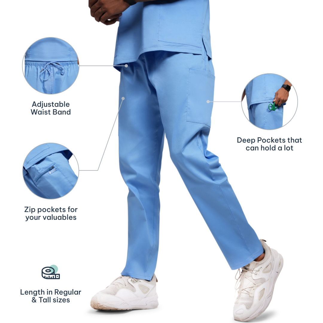 Scrubstory LivFresh Mens Scrub Bottom Audere Classic Fit-Ceil Blue