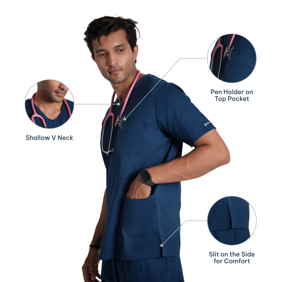 Scrubstory LivFresh Mens Scrub Top, Audere Classic Fit-Air Blue