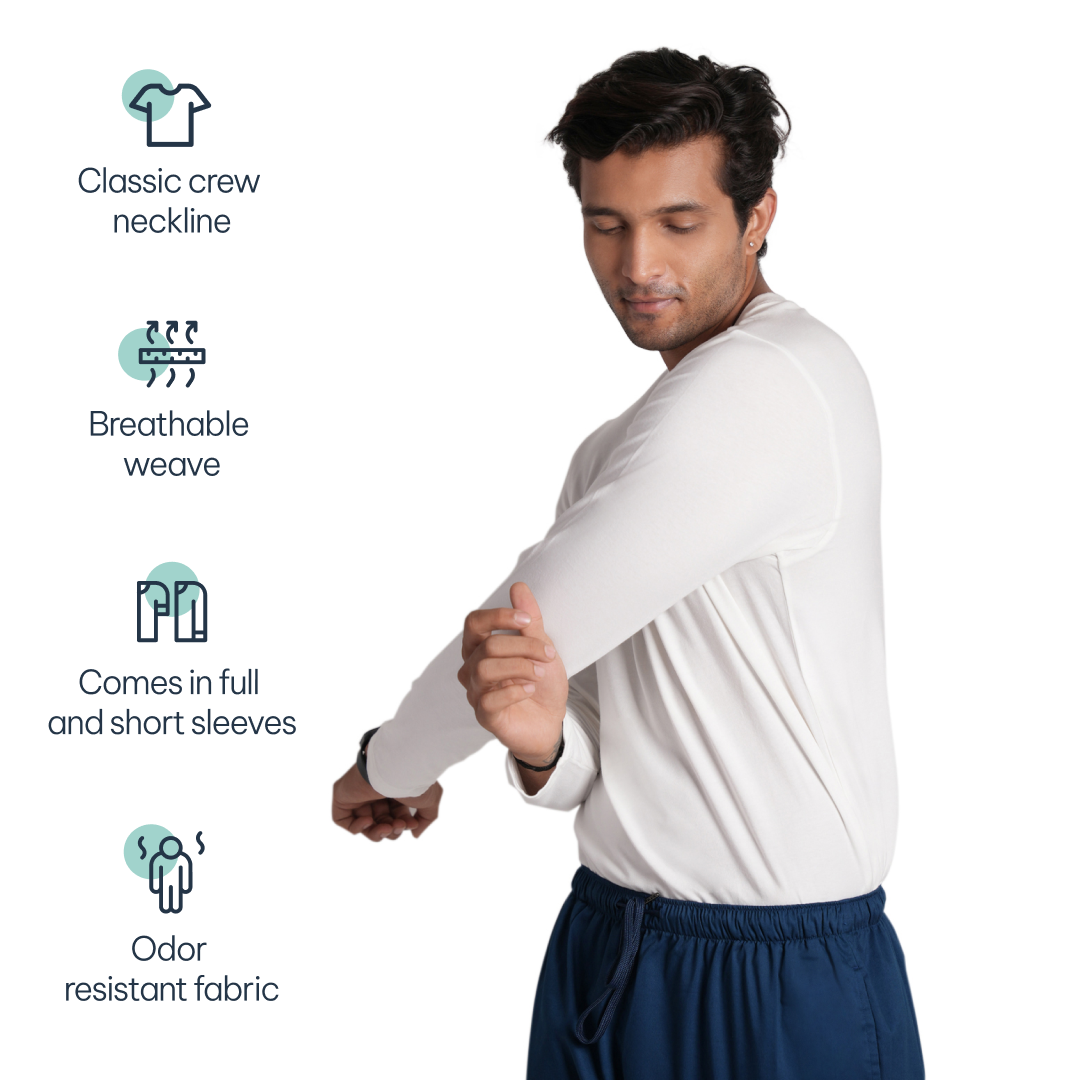 CloudFresh Men Full Sleeve Underscrub#color_White