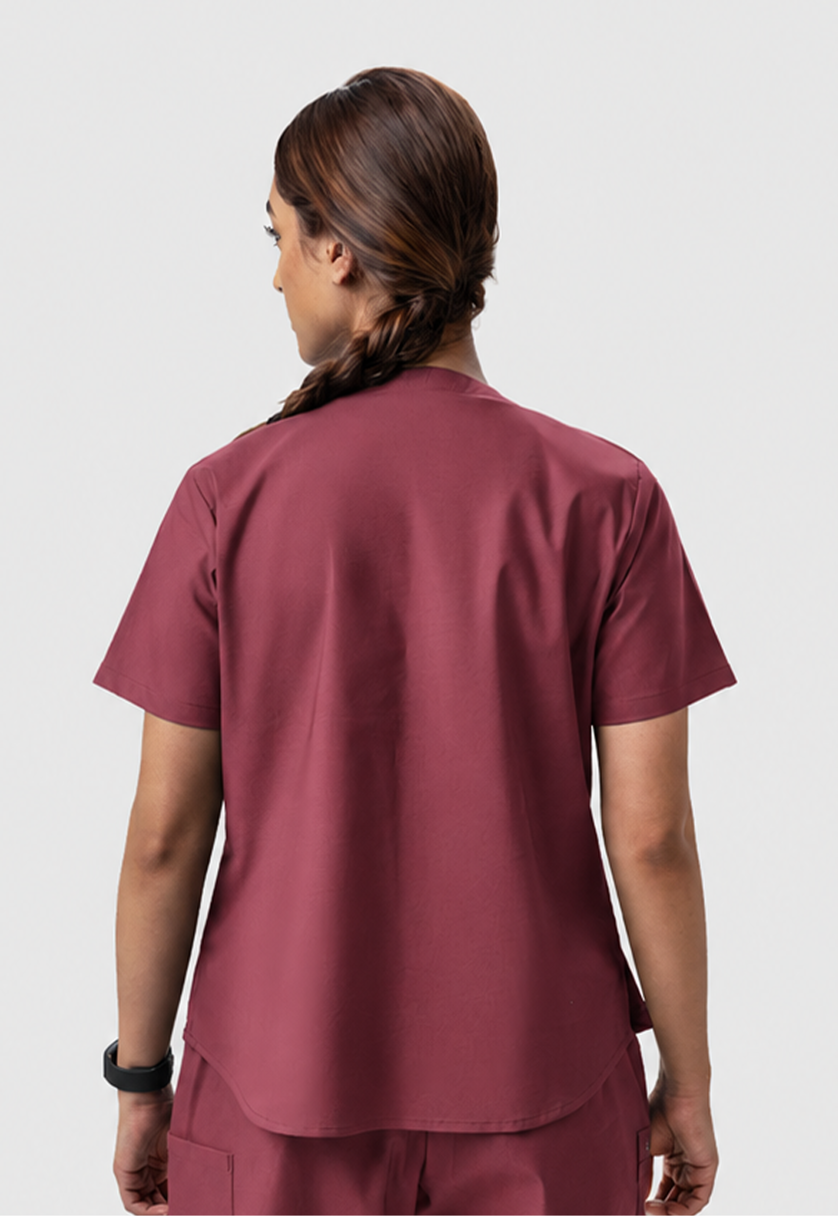 Modern V-Neck 2 Pocket Women's Cotton Scrub Top#Color_Royal Plum