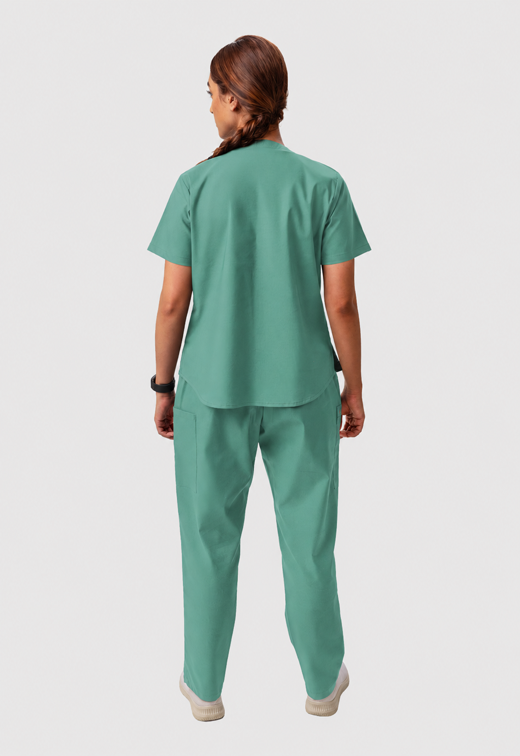 Modern V-Neck Top | Straight Pant 6 Pocket Women's Cotton ScrubSet#Color_Ocean Teal
