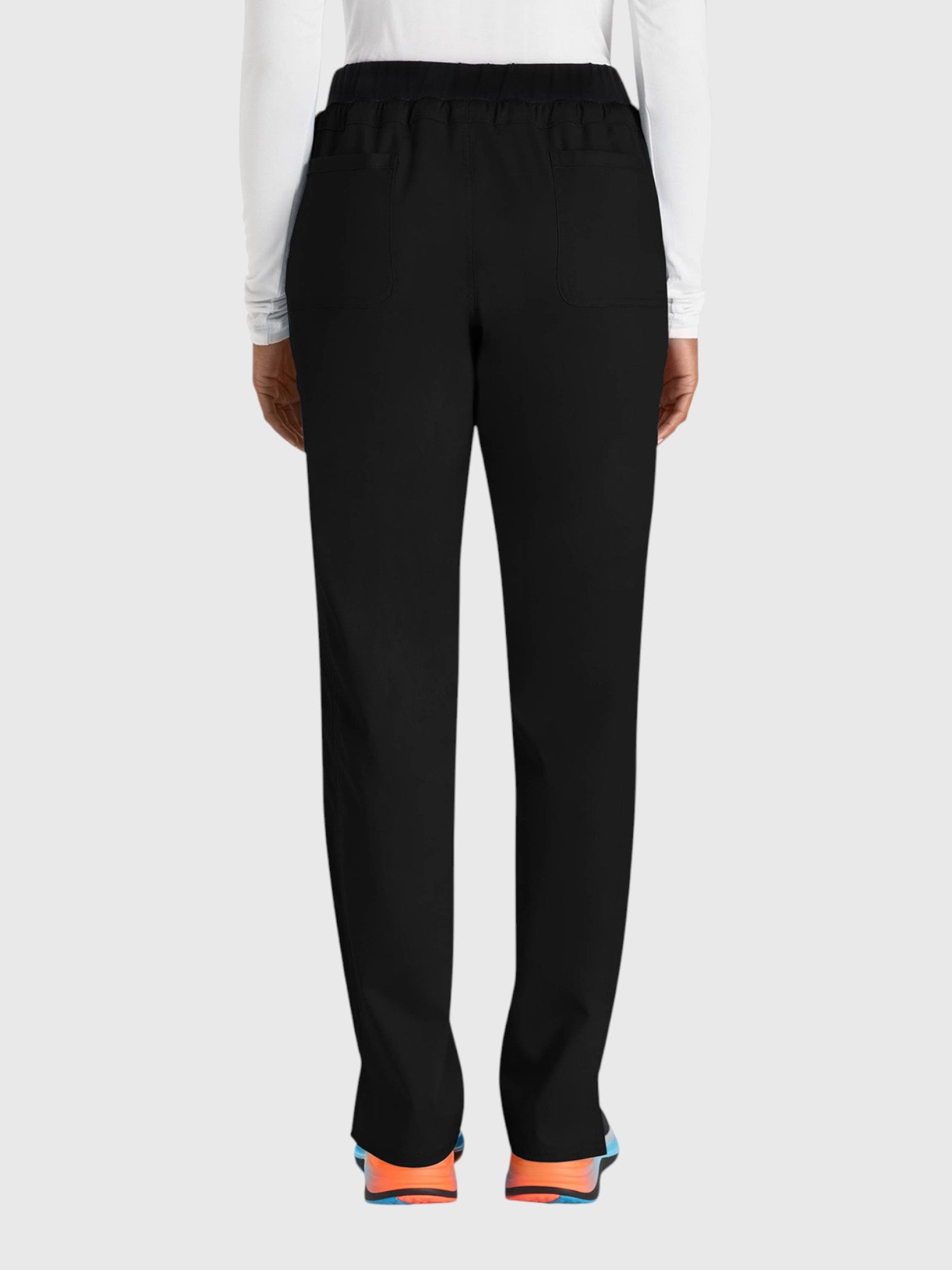 Tapered Leg Drawstring 5 Pocket Women’s Scrub Pant#Color_Black