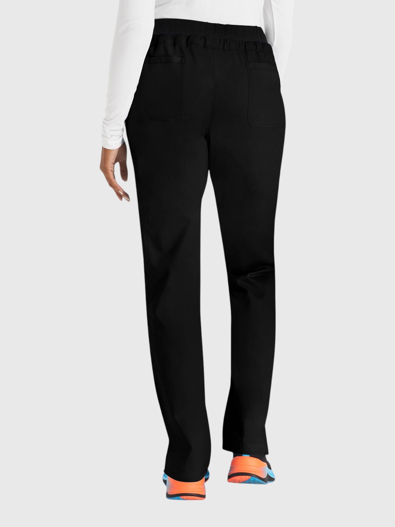 Tapered Leg Drawstring 5 Pocket Women’s Scrub Pant#Color_Black