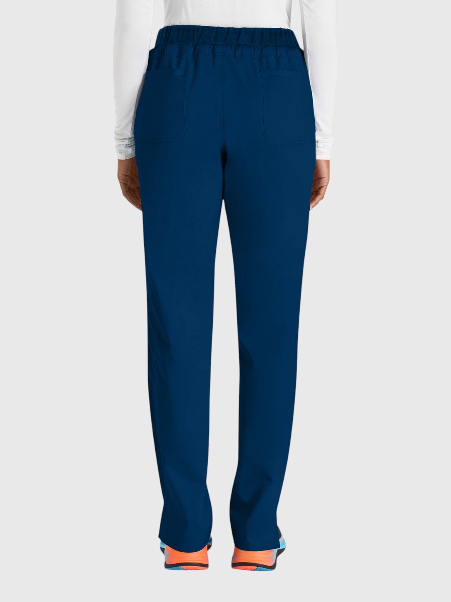 Tapered Leg Drawstring 5 Pocket Women’s Scrub Pant#Color_Navy Blue