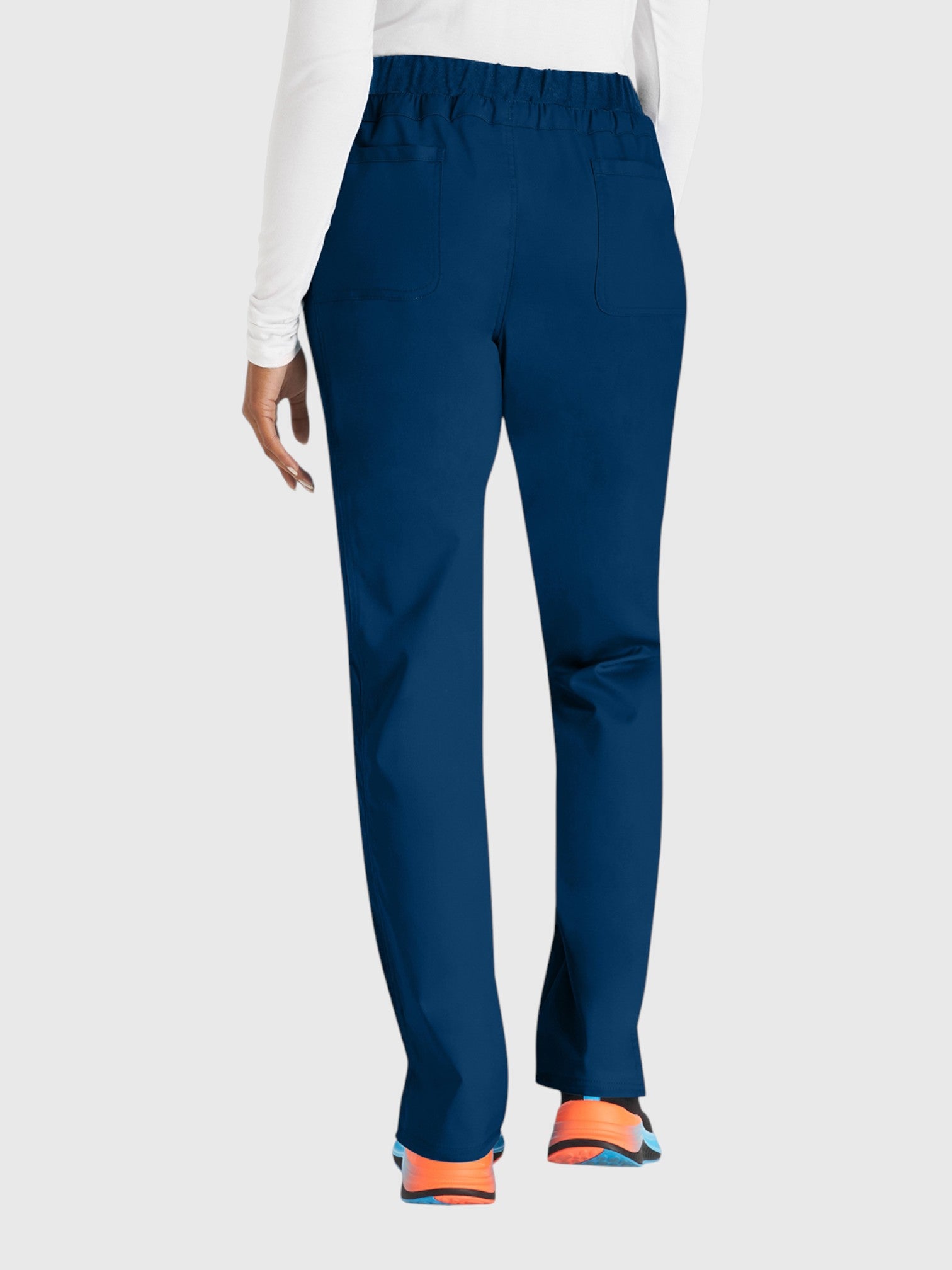 Tapered Leg Drawstring 5 Pocket Women’s Scrub Pant#Color_Navy Blue