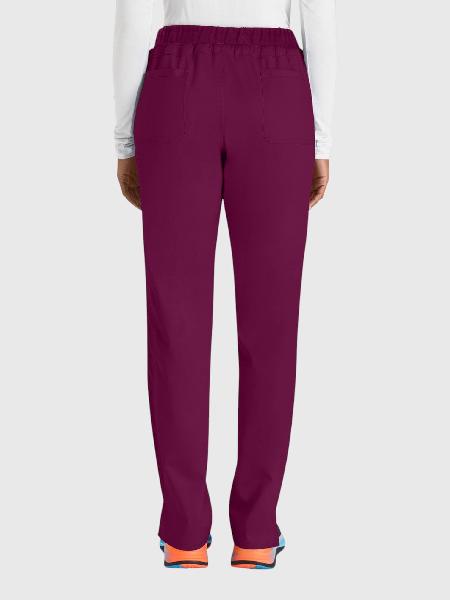 Tapered Leg Drawstring 5 Pocket Women’s Scrub Pant#Color_Wine