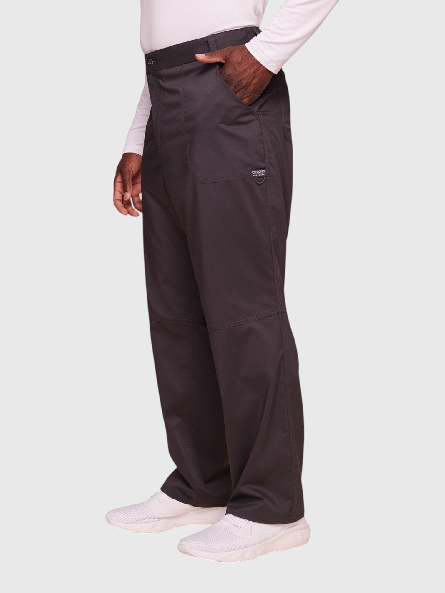 Mid Rise Tapered Leg 7 Pockets Men’s Scrub Pant#Color_Pewter