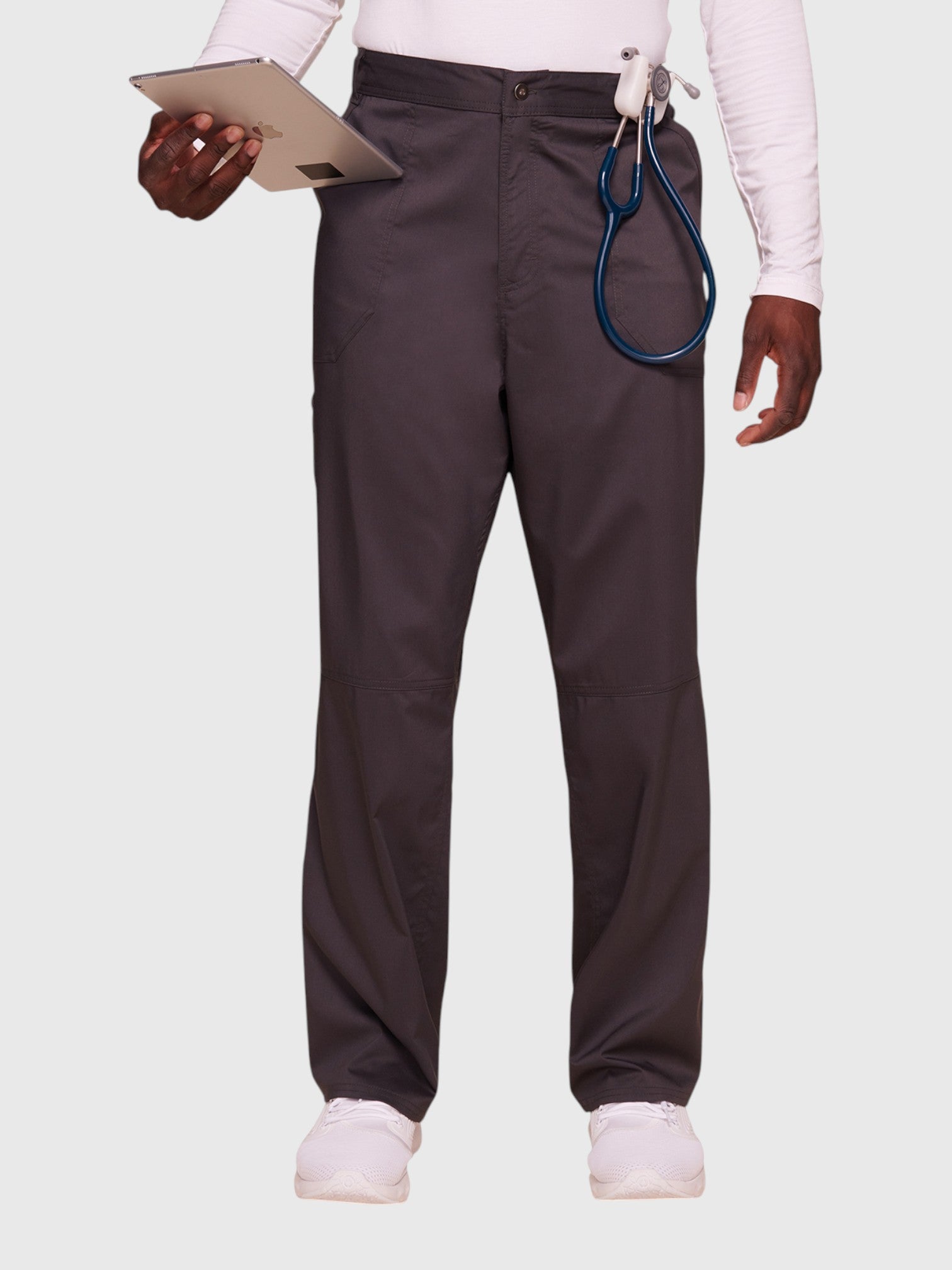 Mid Rise Tapered Leg 7 Pockets Men’s Scrub Pant#Color_Pewter