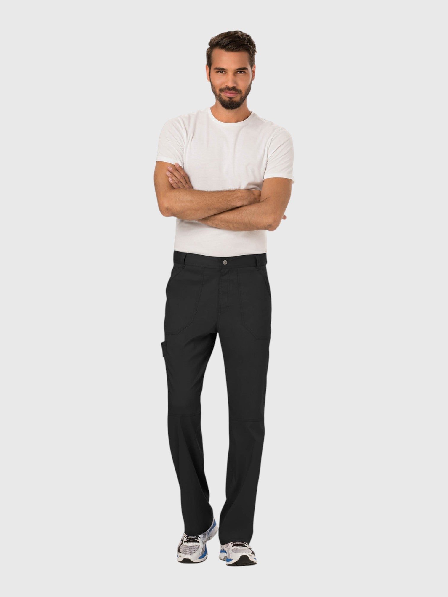 Mid Rise Tapered Leg 7 Pockets Men’s Scrub Pant#Color_Black