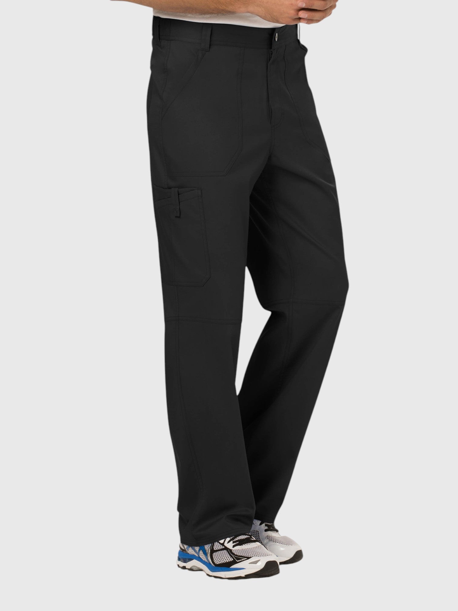 Mid Rise Tapered Leg 7 Pockets Men’s Scrub Pant#Color_Black