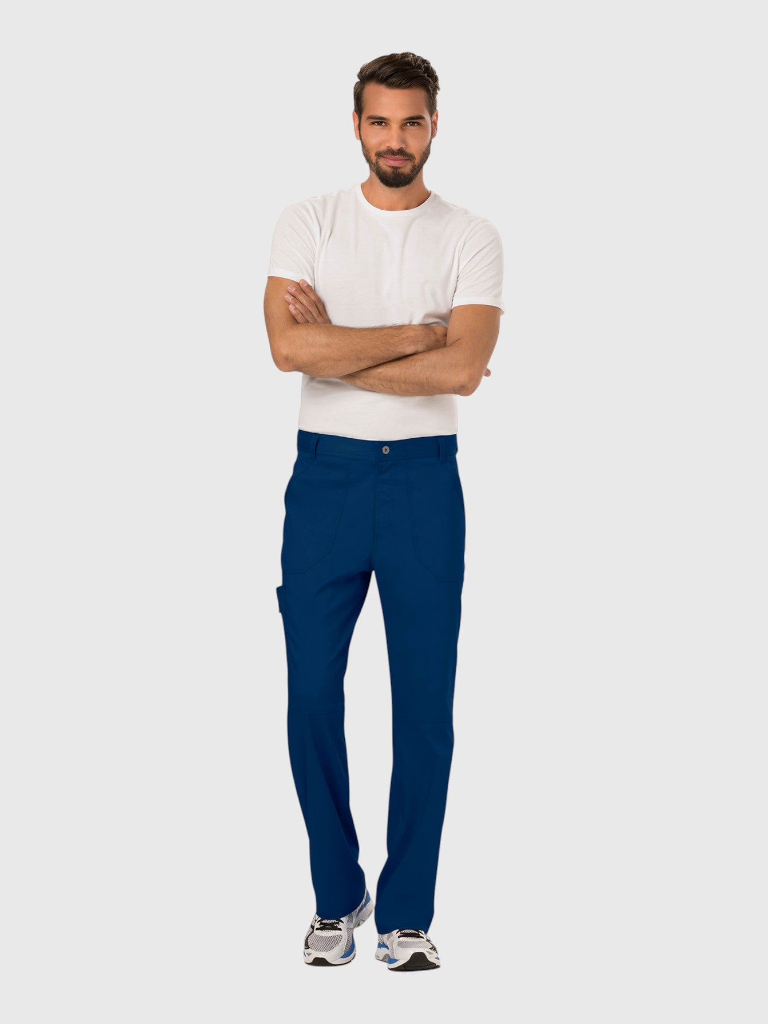 Mid Rise Tapered Leg 7 Pockets Men’s Scrub Pant#Color_Navy Blue