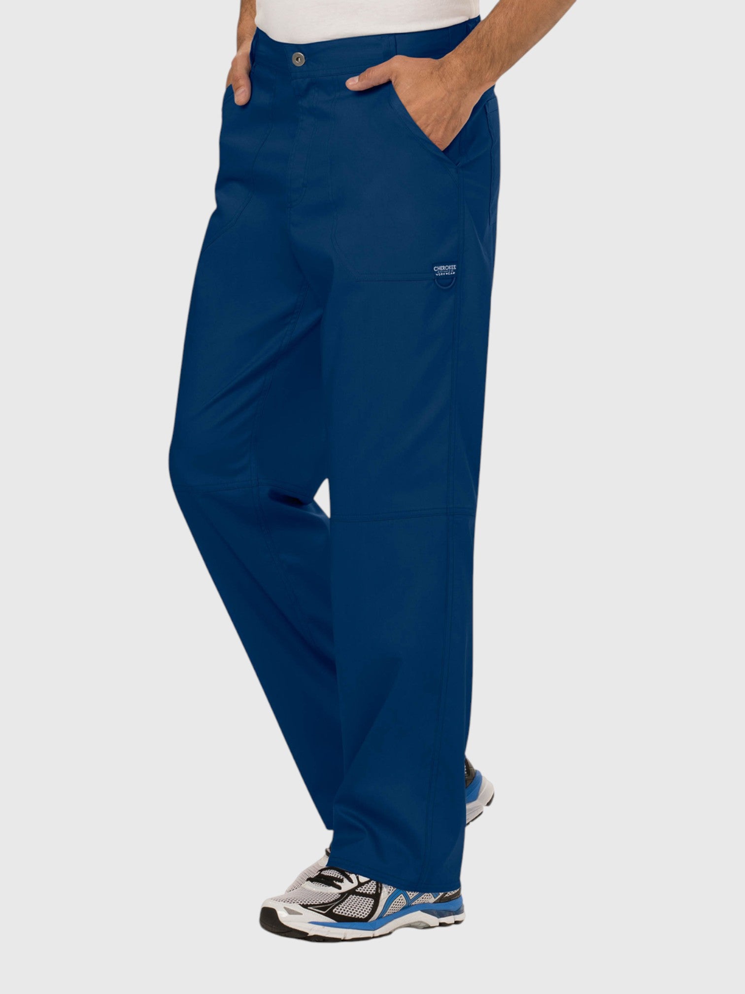 Mid Rise Tapered Leg 7 Pockets Men’s Scrub Pant#Color_Navy Blue