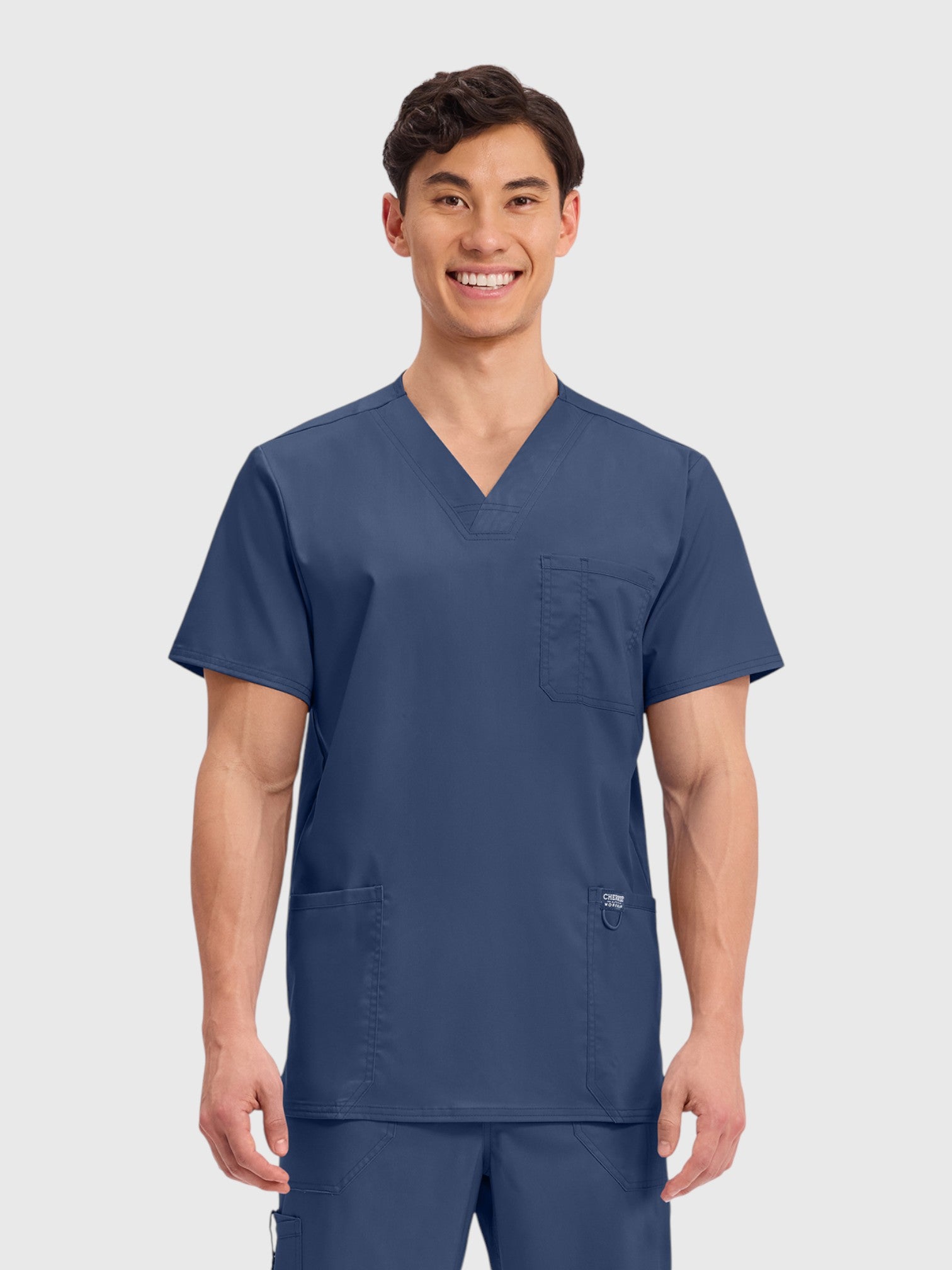 Modern V Neck 3 Pocket Men’s Scrub Top#Color_Navy Blue
