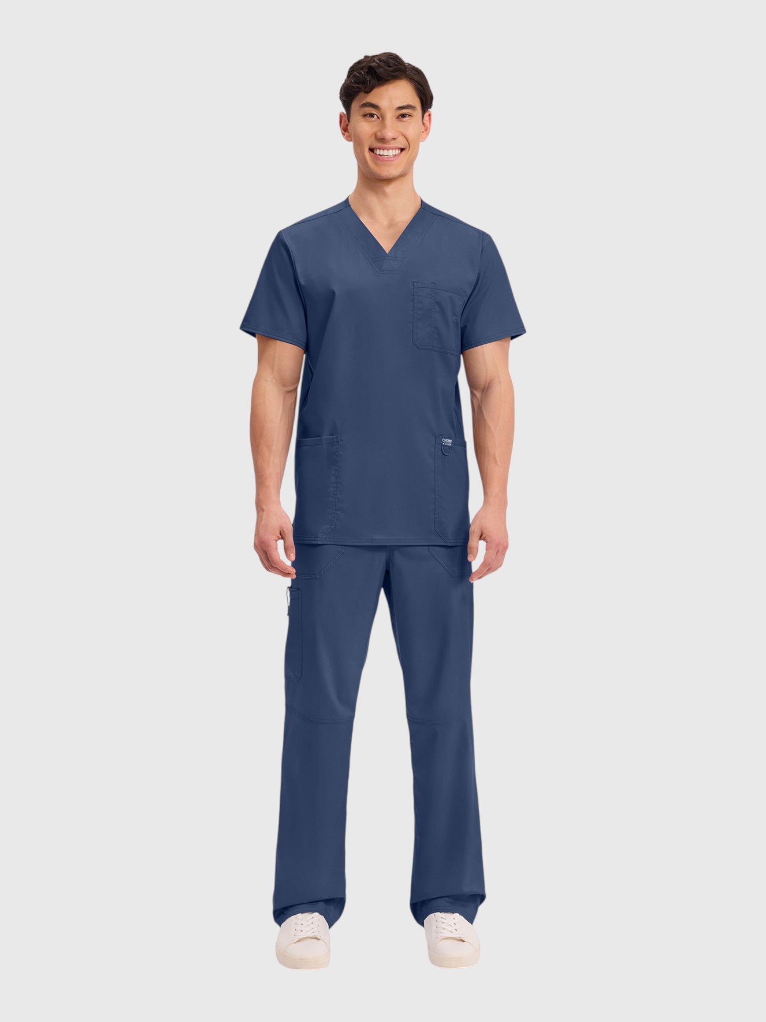Modern V Neck 3 Pocket Men’s Scrub Top#Color_Navy Blue