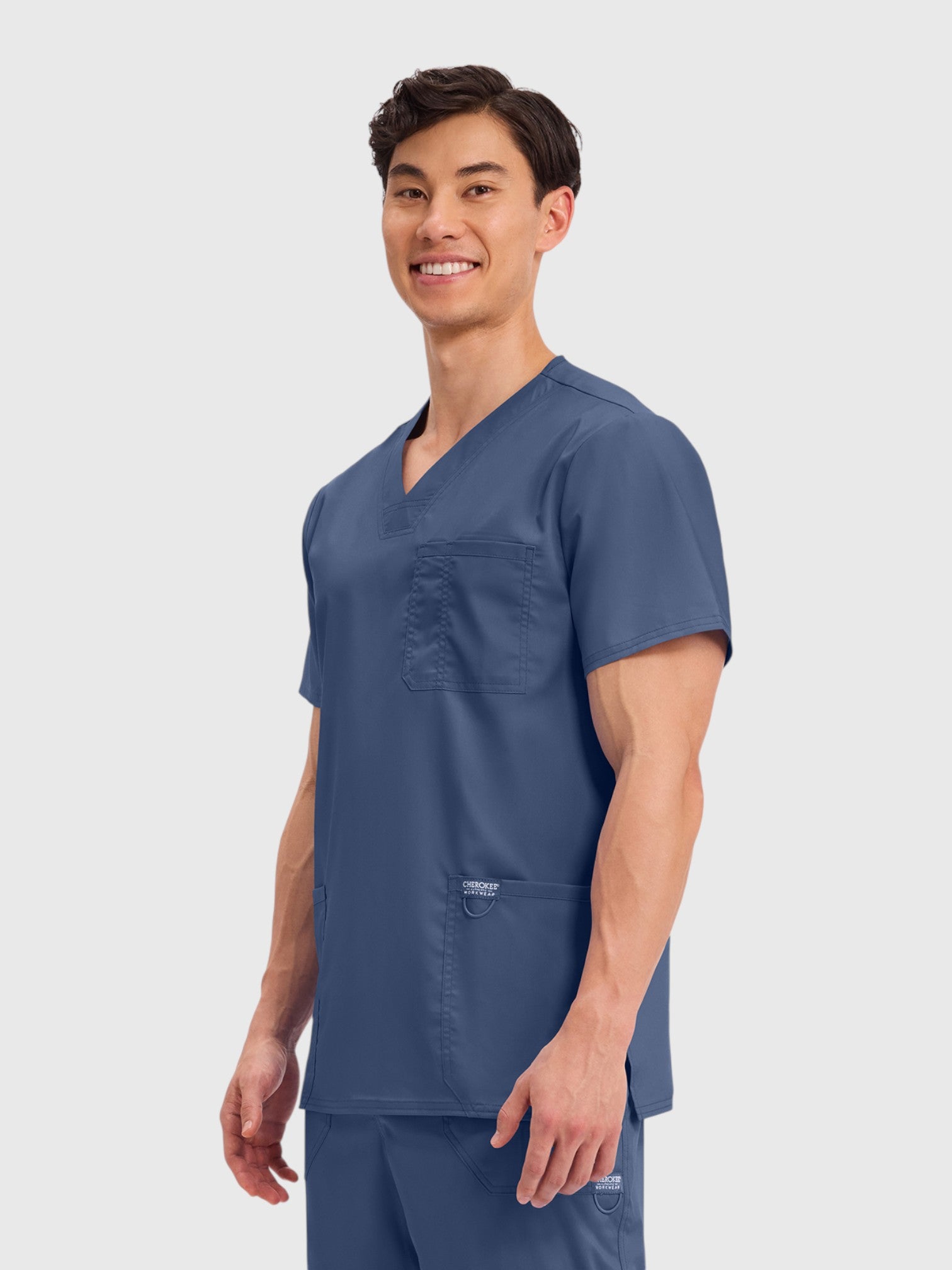 Modern V Neck 3 Pocket Men’s Scrub Top#Color_Navy Blue