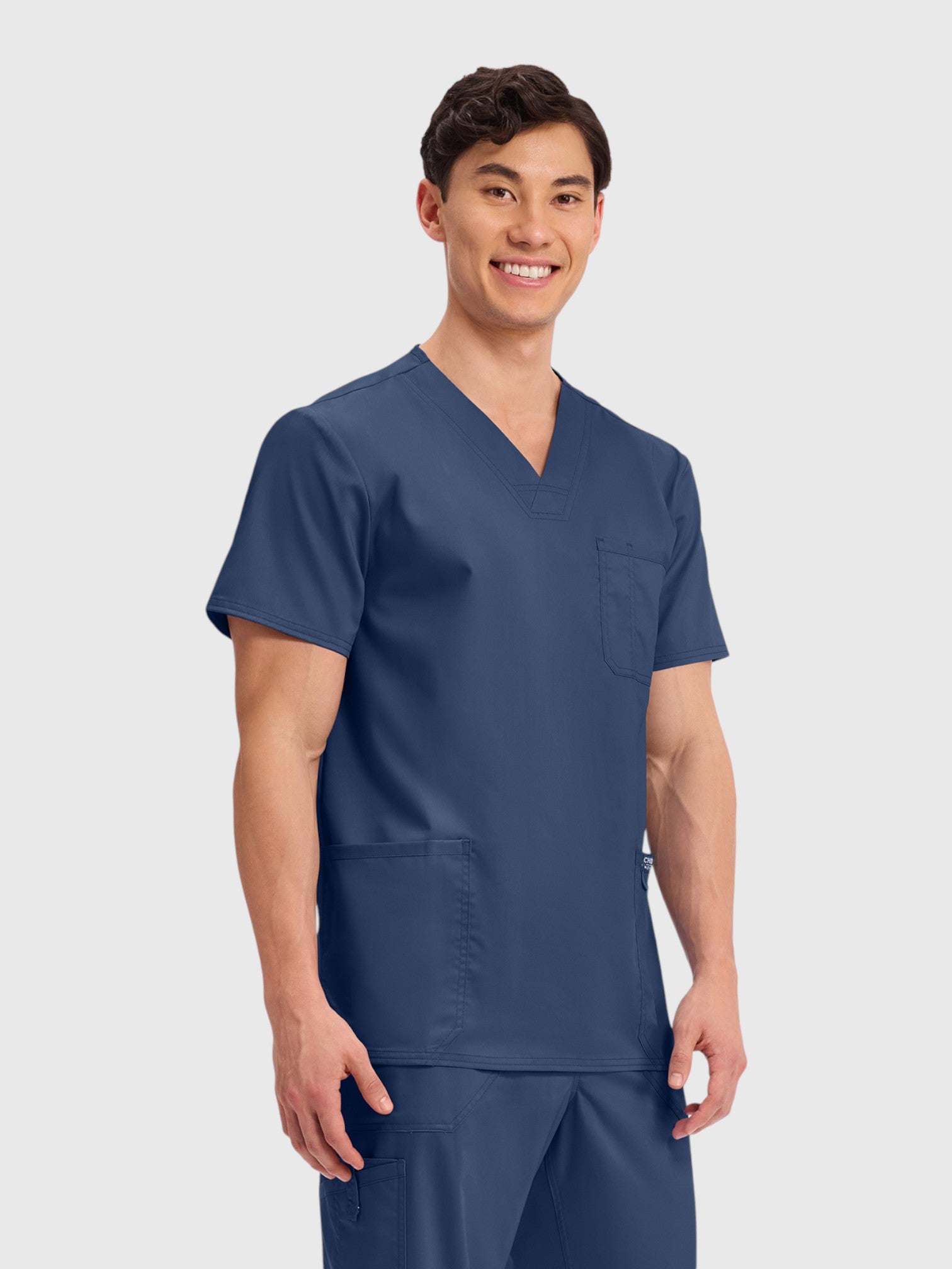 Modern V Neck 3 Pocket Men’s Scrub Top#Color_Navy Blue