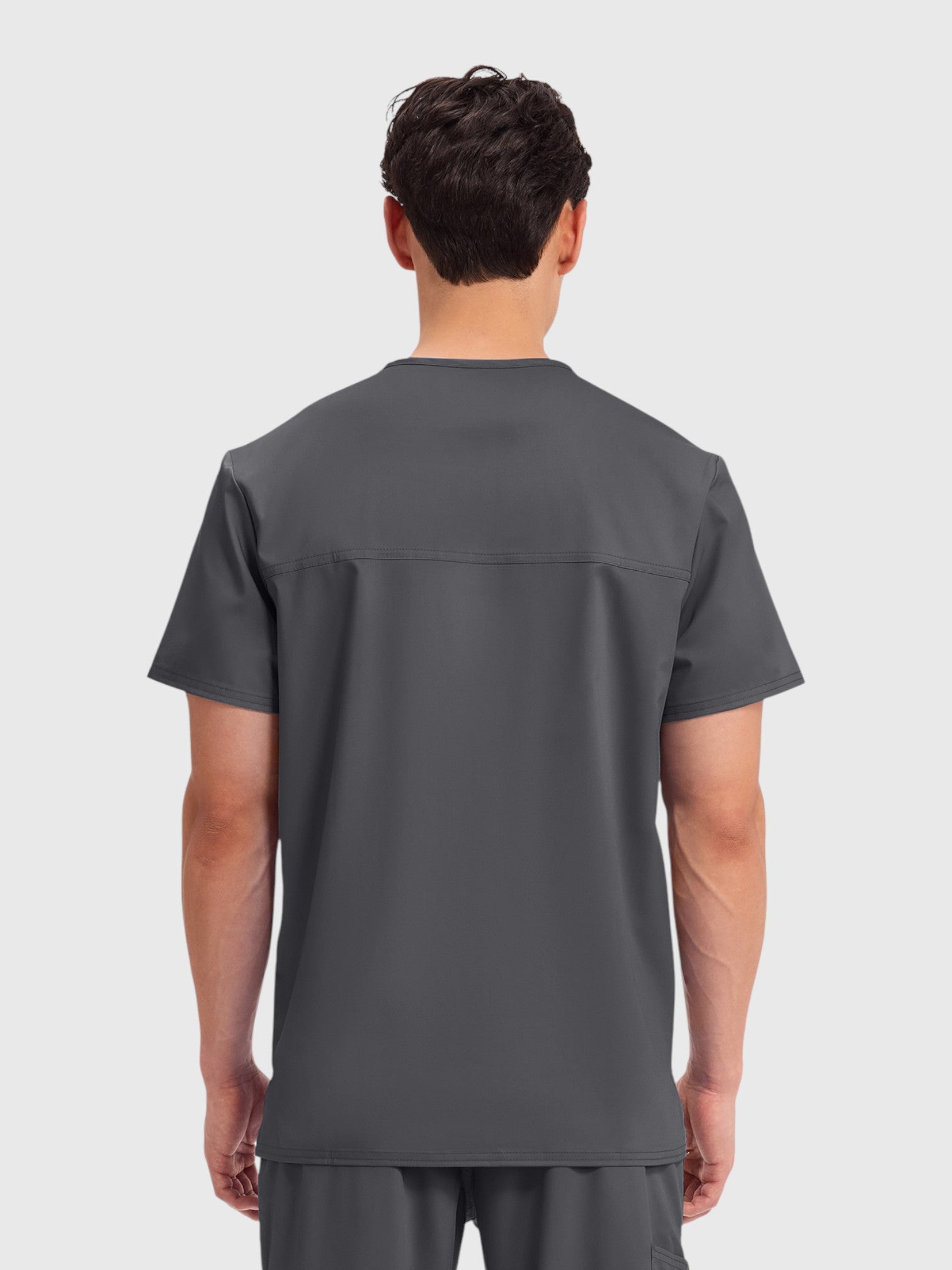 Modern V Neck 3 Pocket Men’s Scrub Top#Color_Pewter