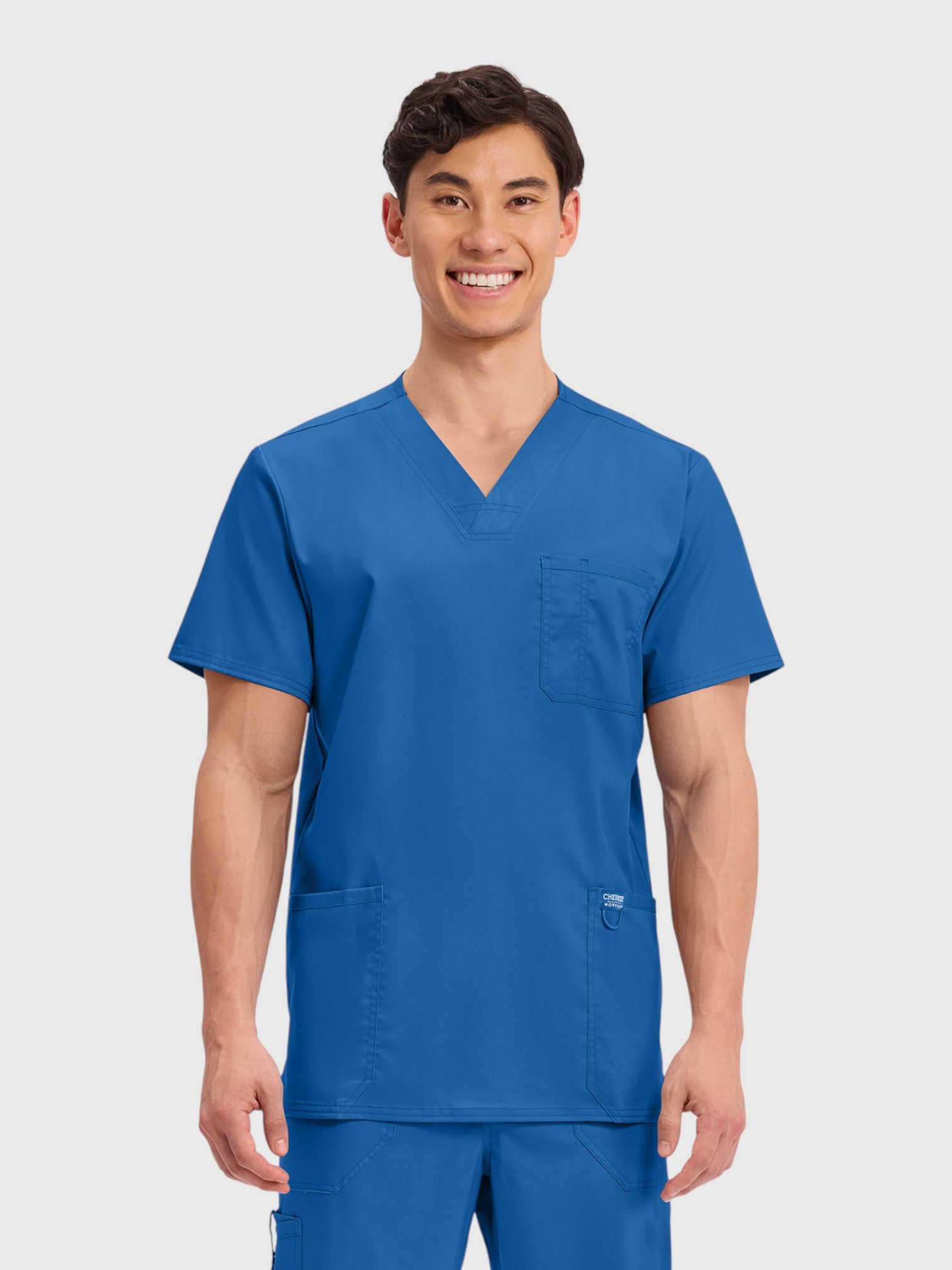 Modern V Neck 3 Pocket Men’s Scrub Top#Color_Royal Blue