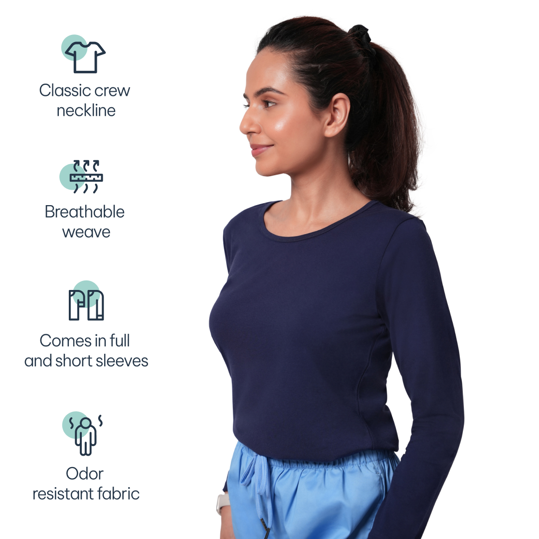 Scrubstory CloudFresh Women Full Sleeve Underscrub#Color_Navy Blue