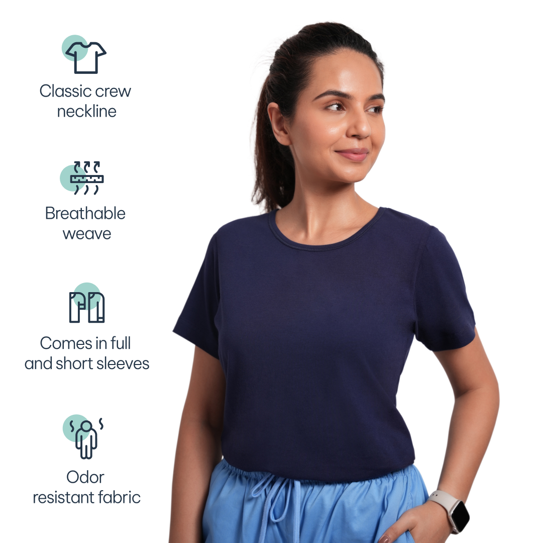 CloudFresh Women Half Sleeve Underscrub#Color_Navy Blue
