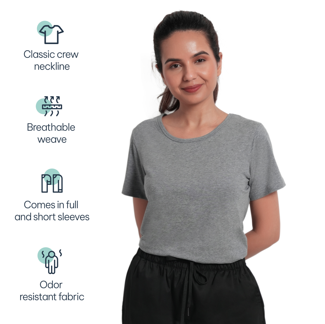 CloudFresh Women Half Sleeve Underscrub#Color_Grey
