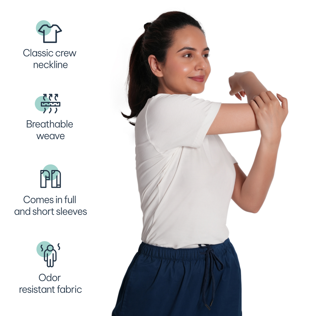 CloudFresh Women Half Sleeve Underscrub#Color_White